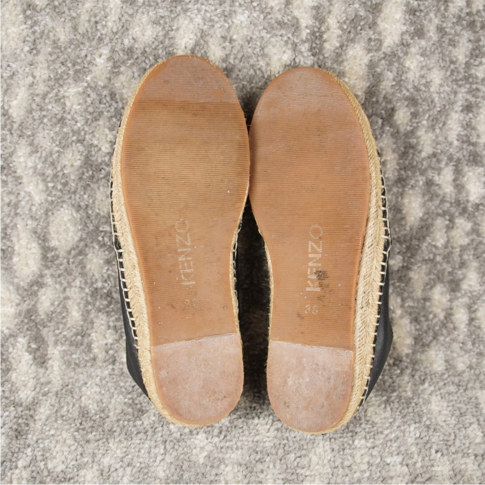 Kenzo Classic Tiger Head Canvas Leather Espadrille Womens EU 38 US 7 Black - Picture 7 of 12